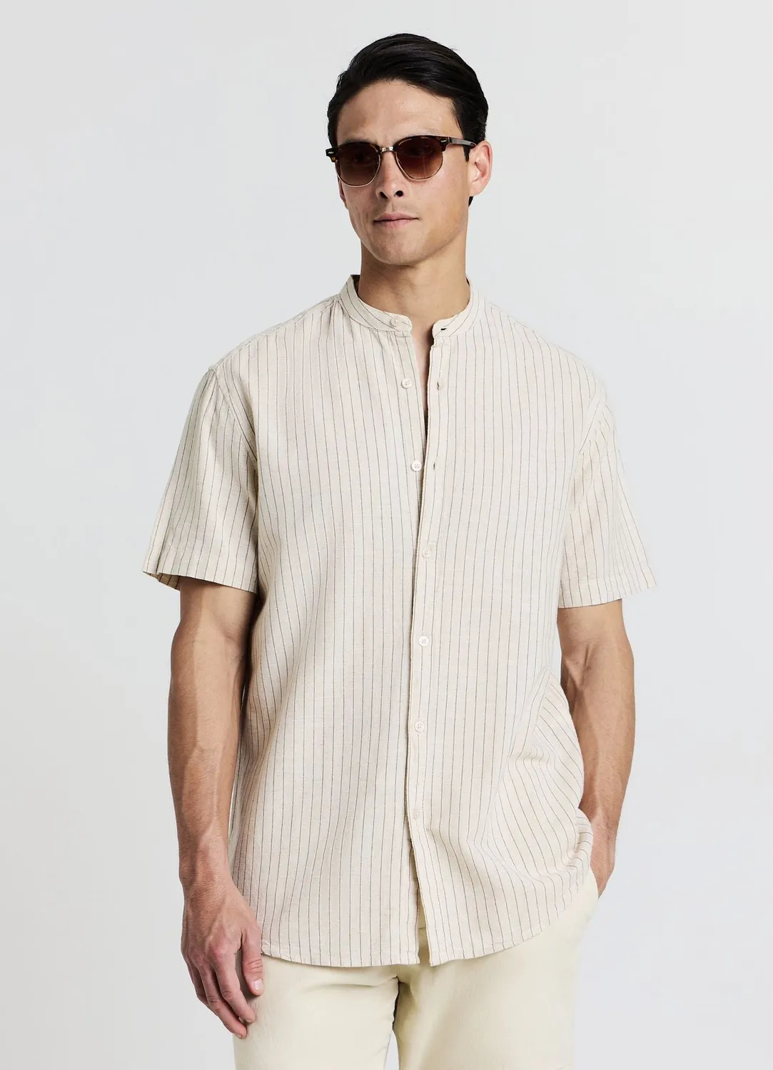 Calliope chemise homme col coréen rayée coton