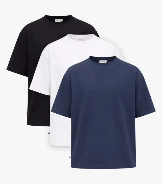 Cocorico t-shirt oversize homme x3 blanc noir jean
