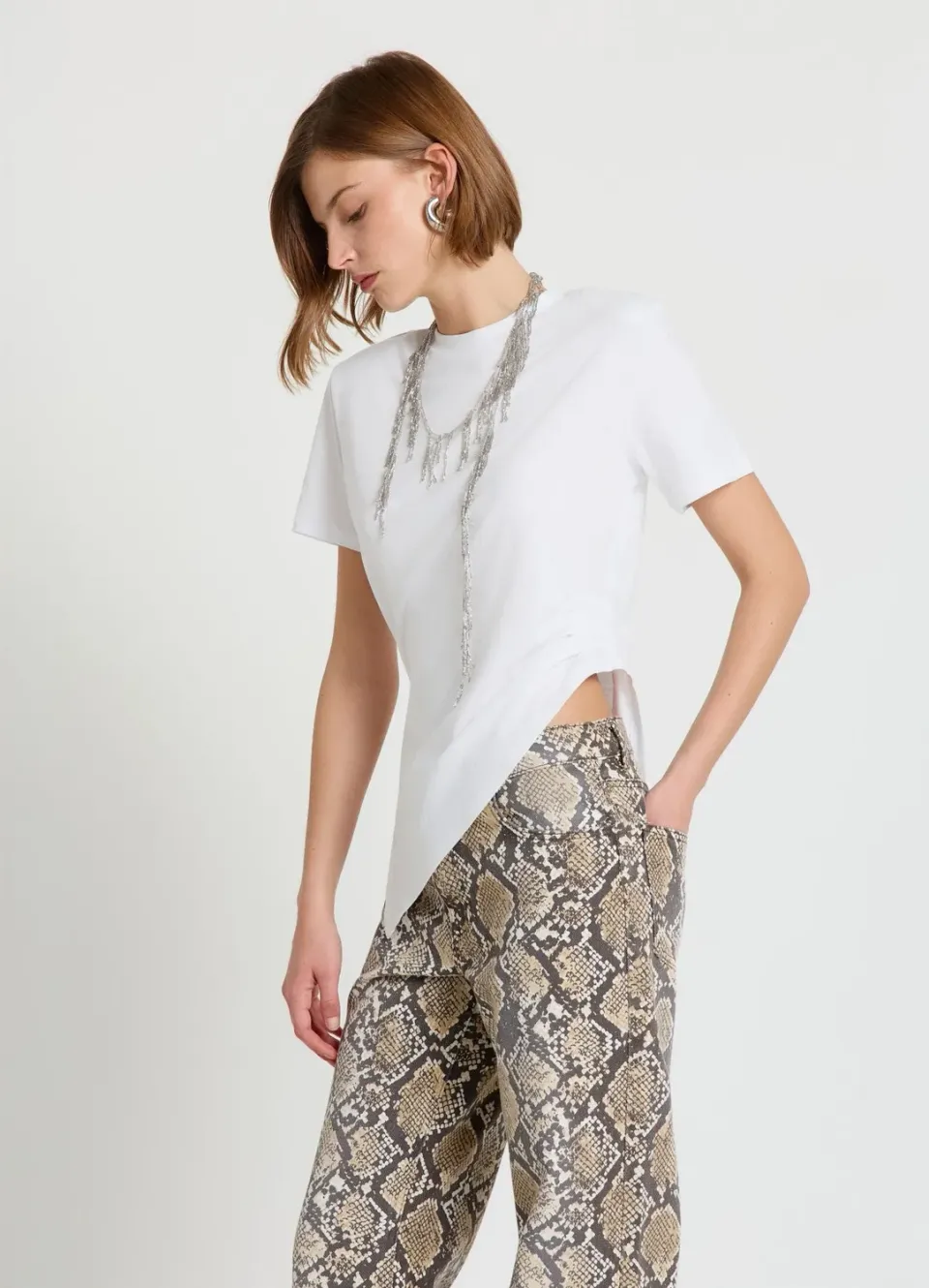 Calliope t-shirt froncé latéral femme asymétrique