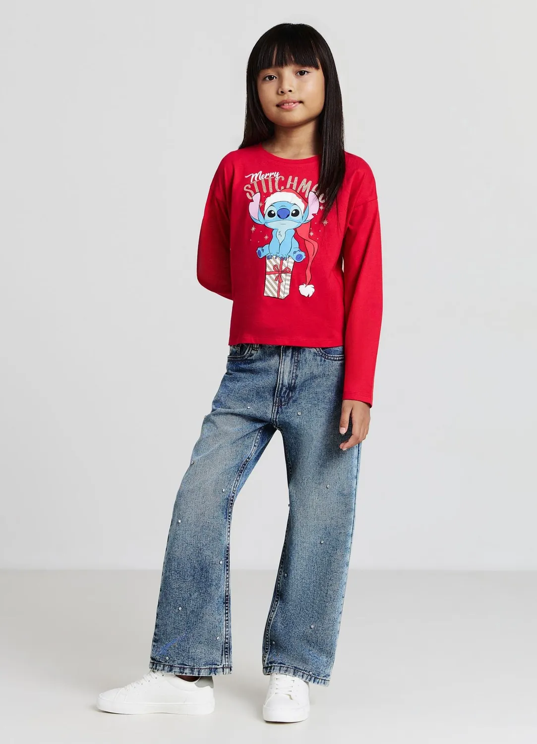 Calliope T-shirt Stitch Noël fille manches longues paillettes