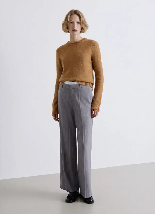 Calliope Pantalon palazzo rayé femme taille haute