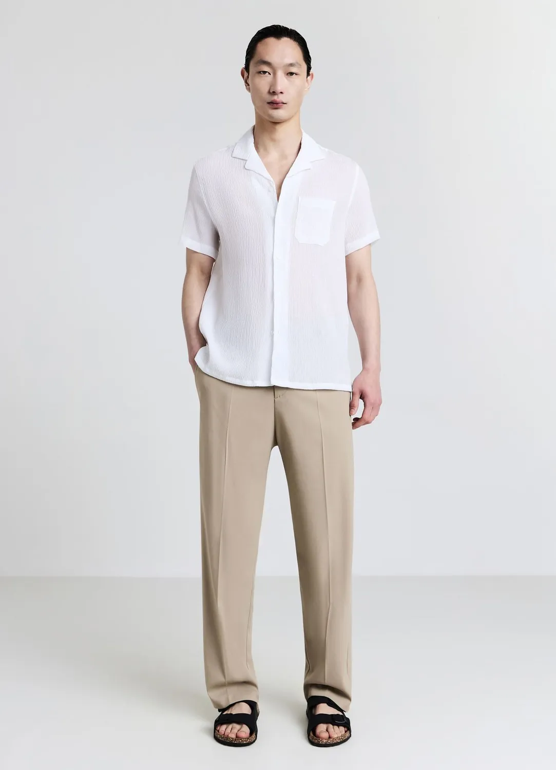 Calliope chemise effet froissé chemise homme manches courtes