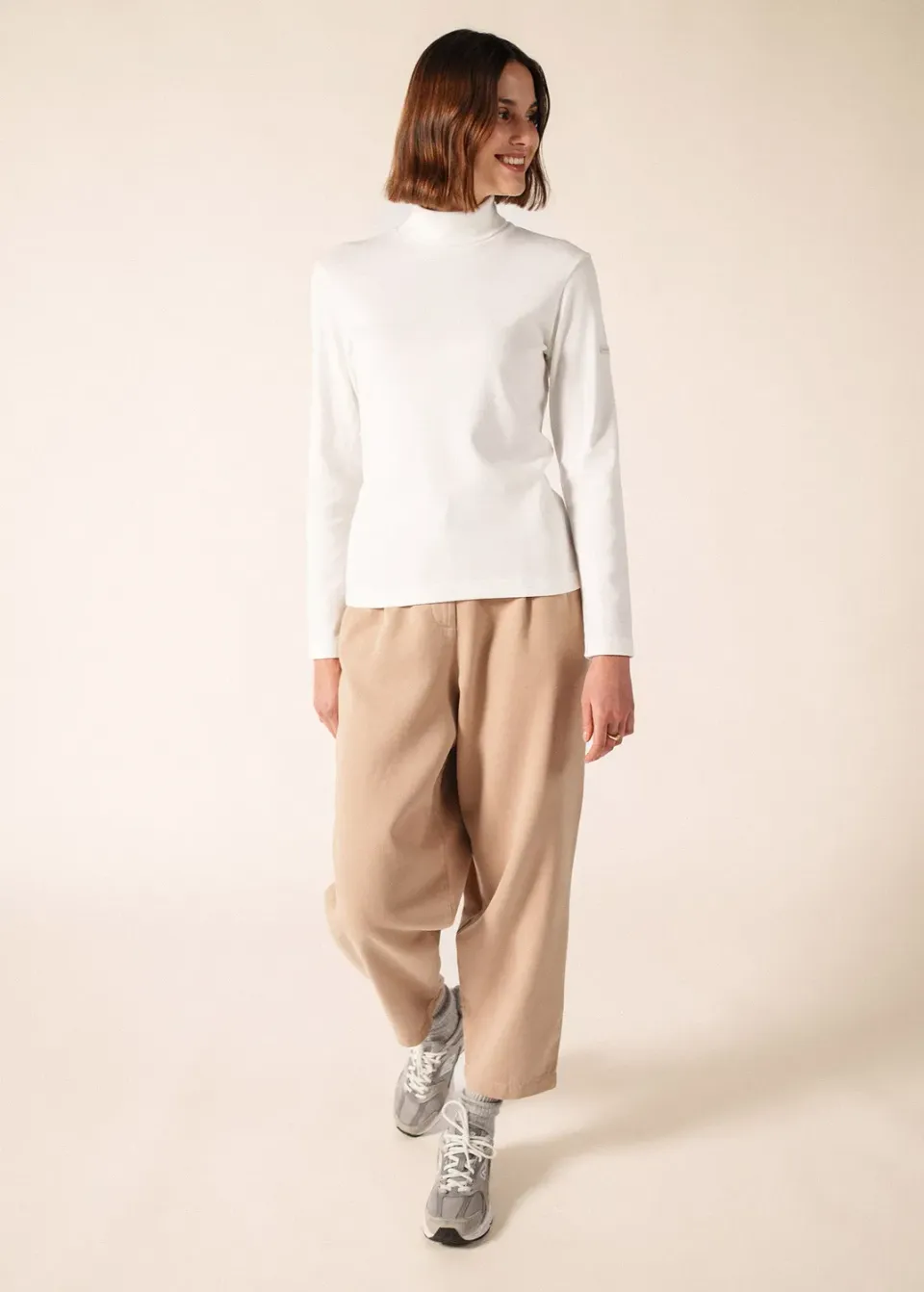 Saint James Célina sous-pull écume col roulé coton