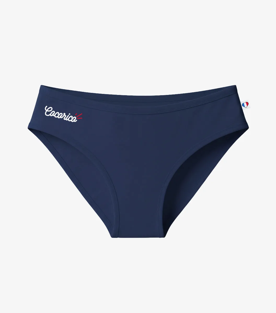 Cocorico culotte femme marine coton taille haute