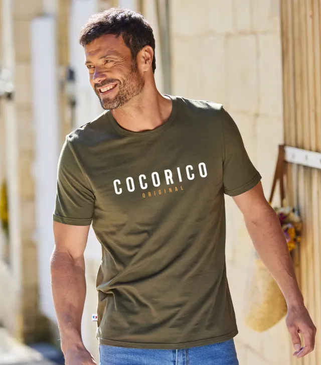 Cocorico Signature t-shirt homme kaki 100% coton