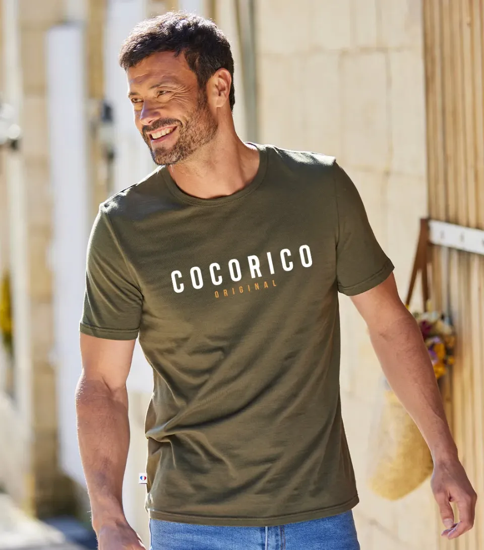 Cocorico Signature t-shirt homme kaki 100% coton