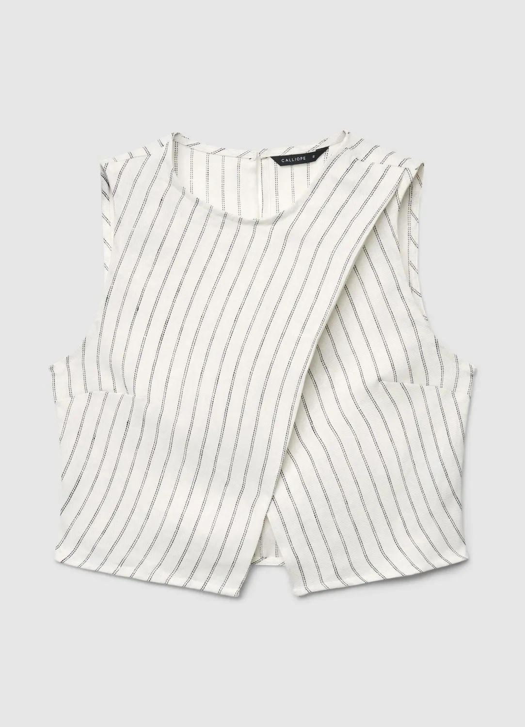 Calliope top femme rayé lin col rond