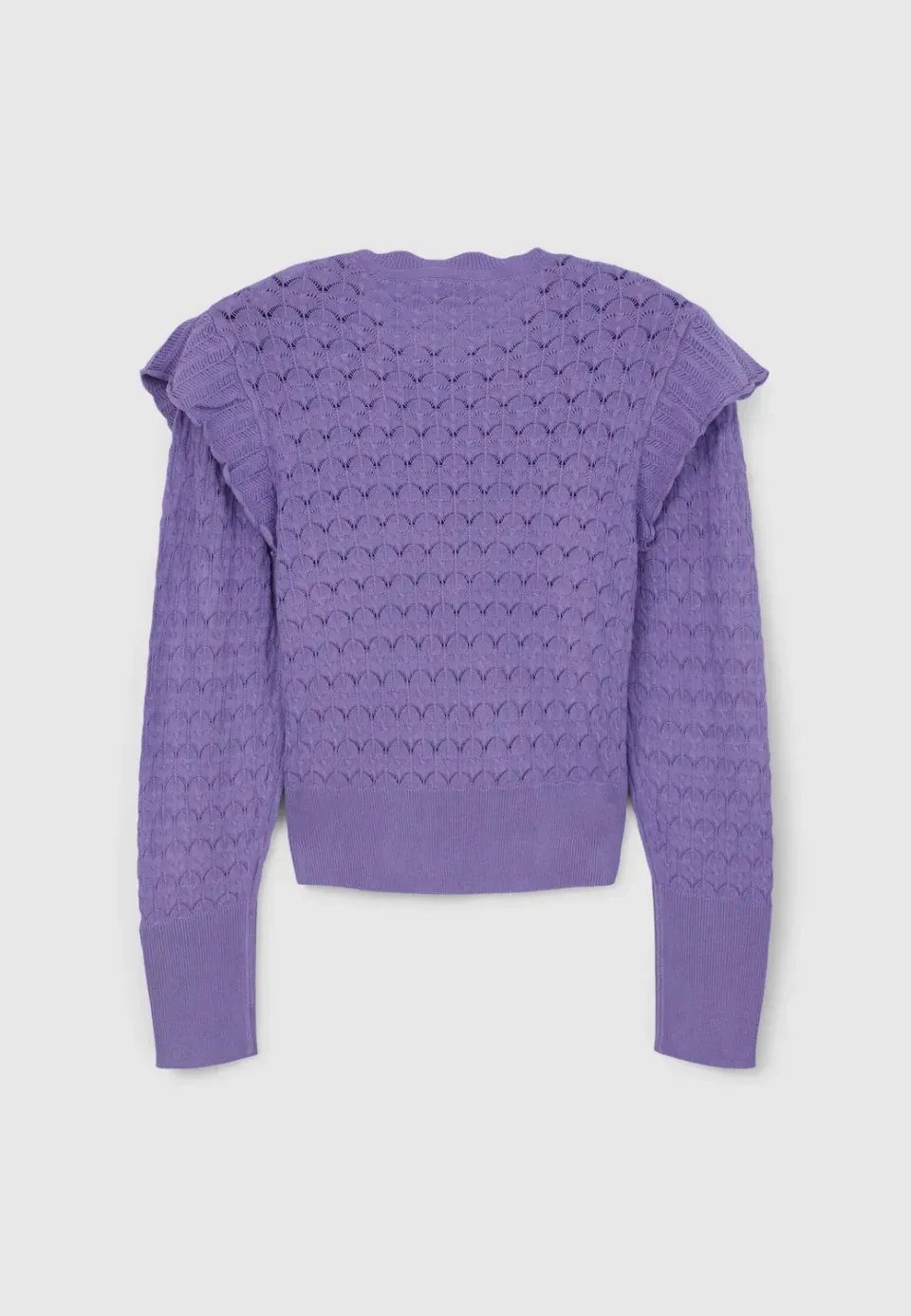Calliope pull ajouré volants femme manches longues
