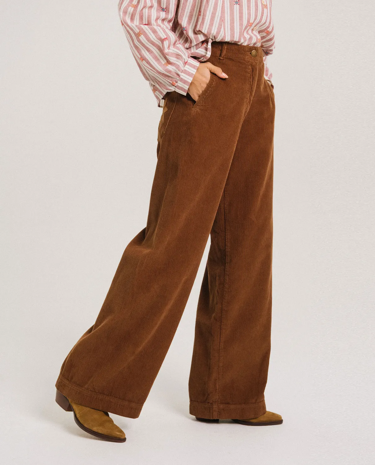 Tinsels Fedel pantalon ginger velours brodé