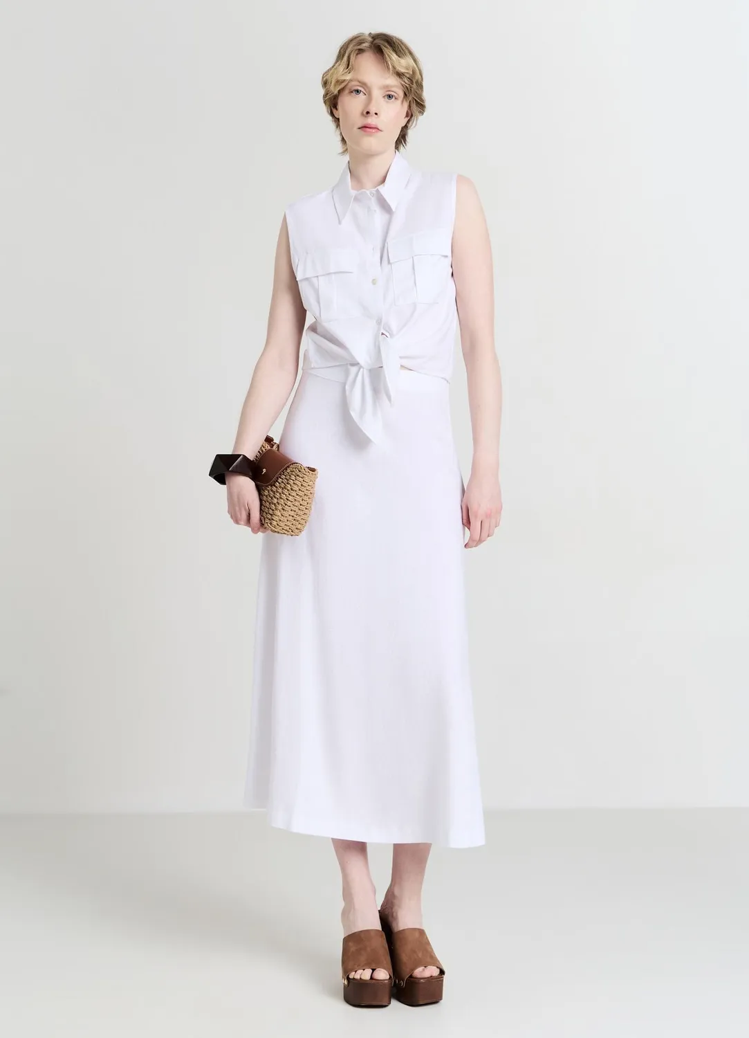 Calliope chemise sans manches femme lin nouée