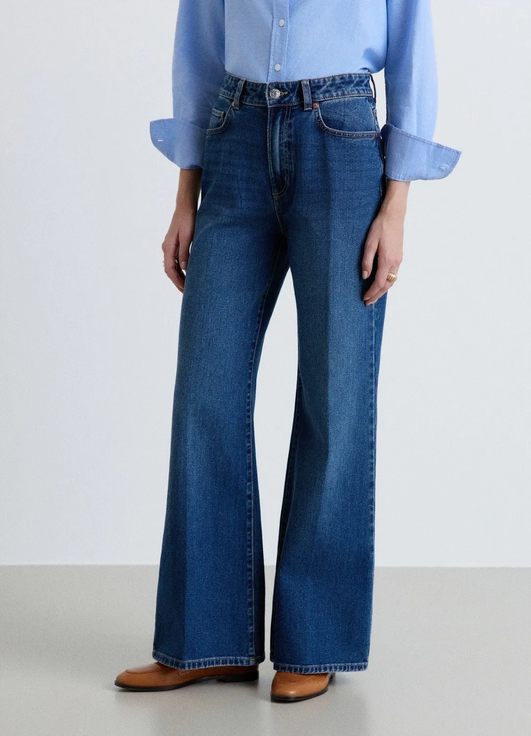 Calliope jean palazzo femme taille haute jambe large