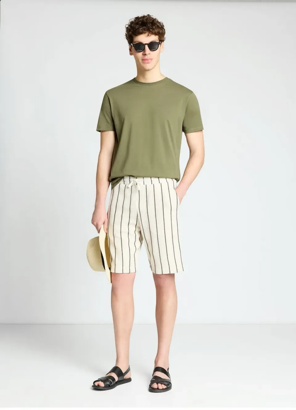 Calliope short gym rayé homme cordon taille élastique