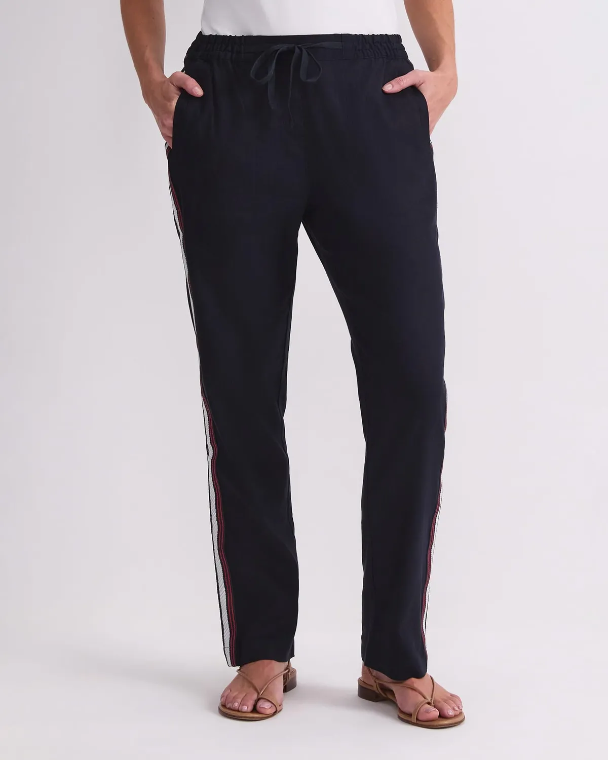 Sportscraft Rosa Side Stripe pantalon lin femme taille 6