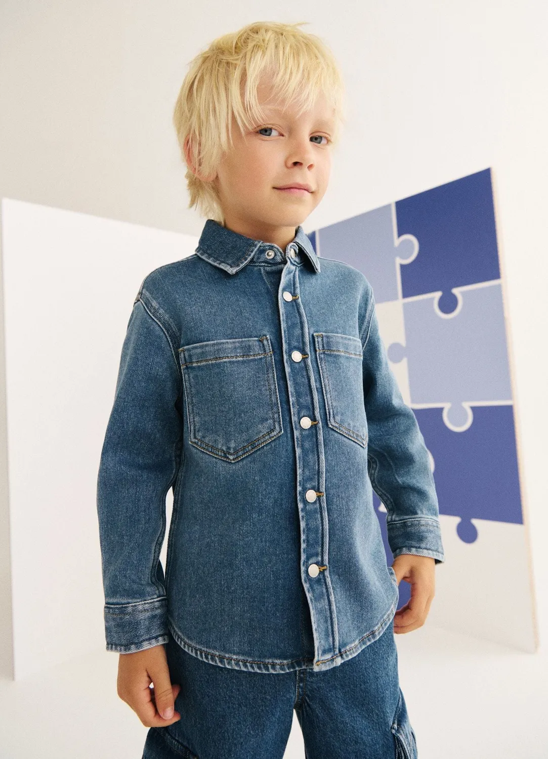 Calliope Chemise denim garçon poches poitrine