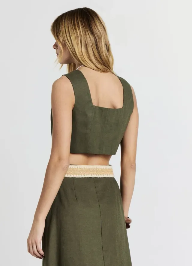 Calliope Top Court Boutons Top Femme Crop
