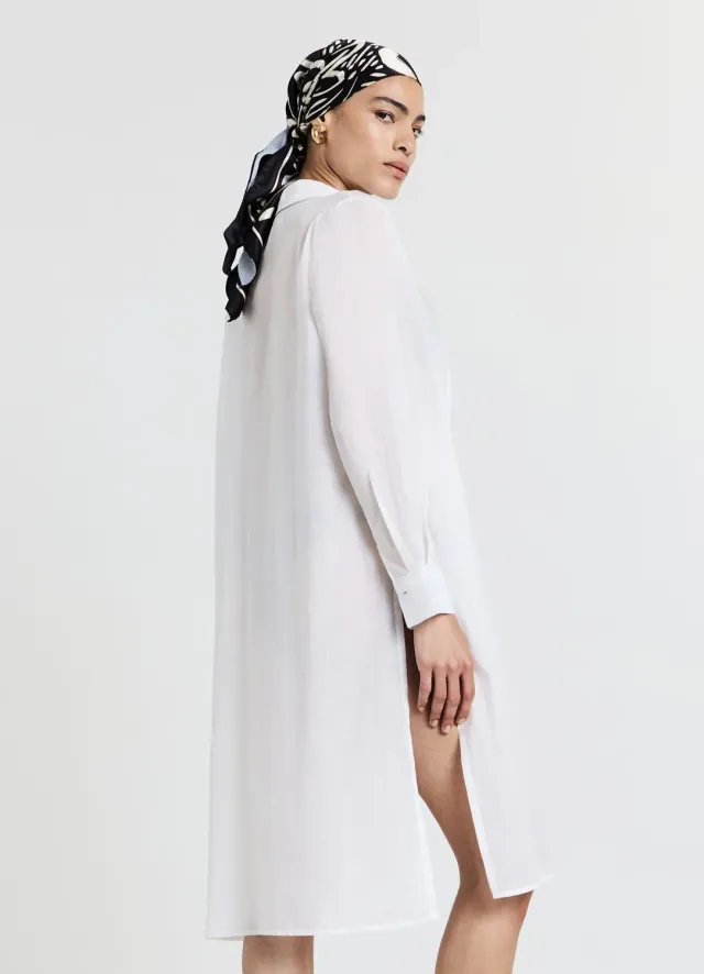 Calliope Chemise Longue Femme Fentes Boutonnée