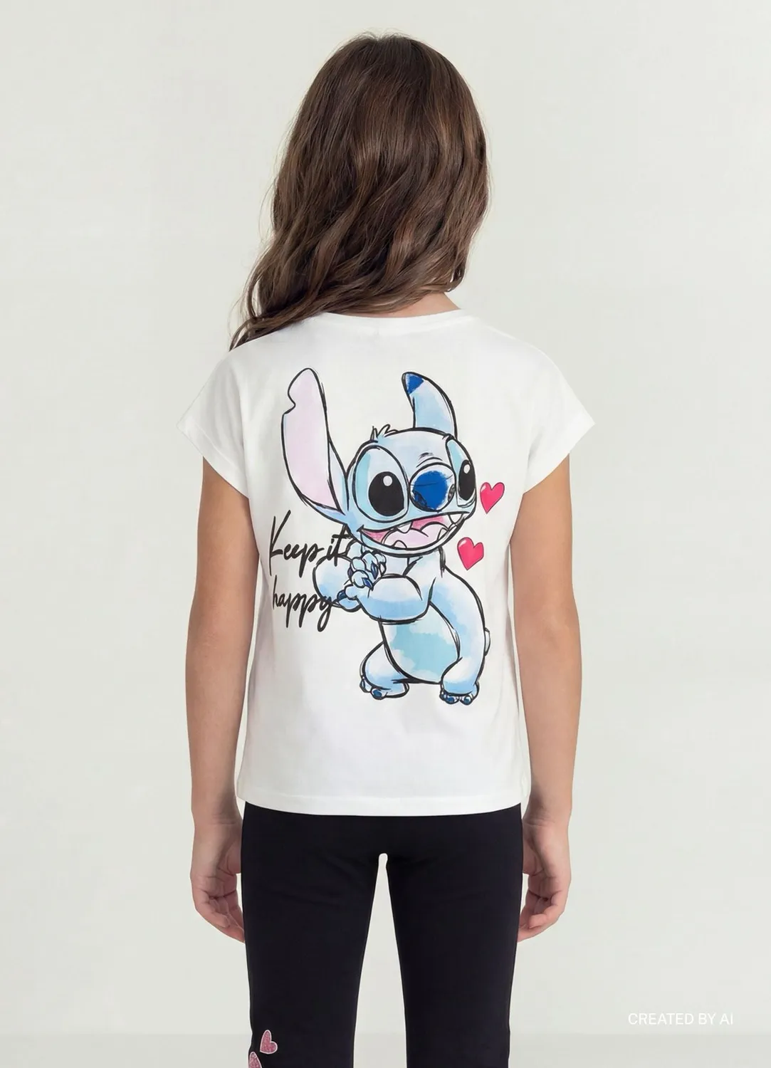 Calliope t-shirt Stitch fille manches courtes poche