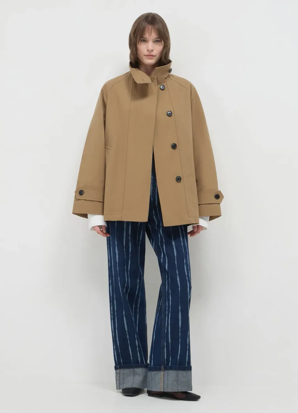Calliope manteau femme col haut coton regular