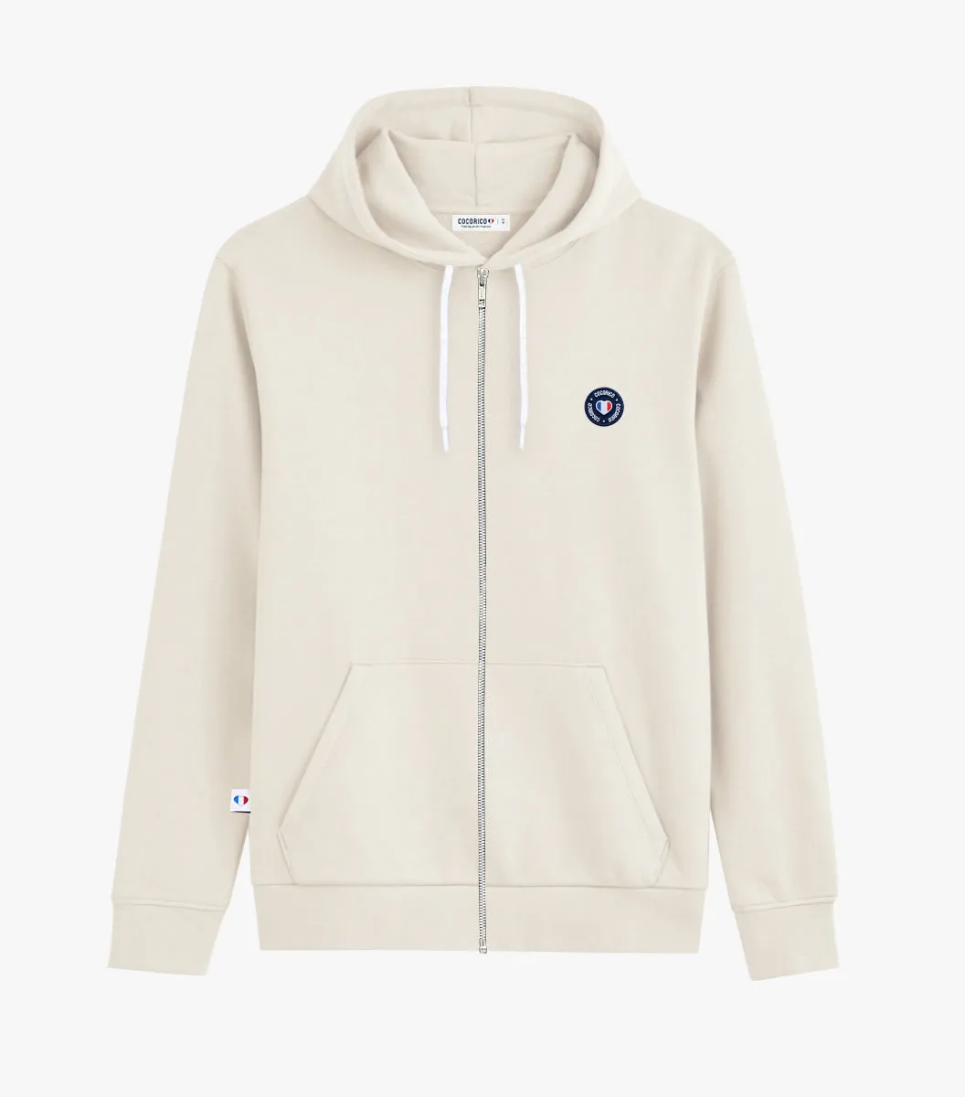 Cocorico Blason sweat zippé homme sable molleton