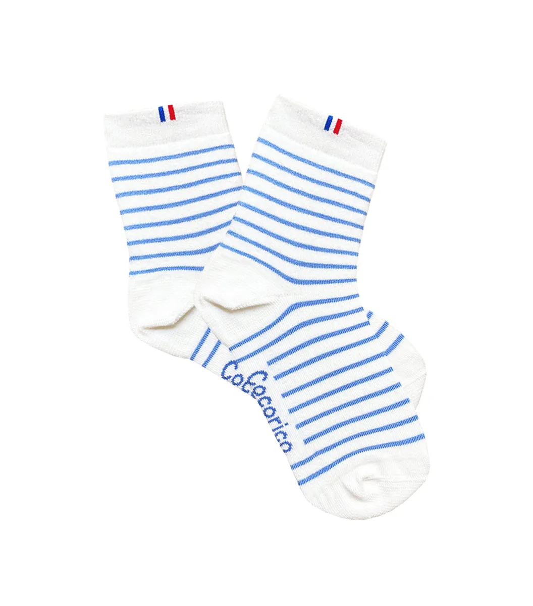Cocorico Intemporel Marinière chaussettes femme bleue coton