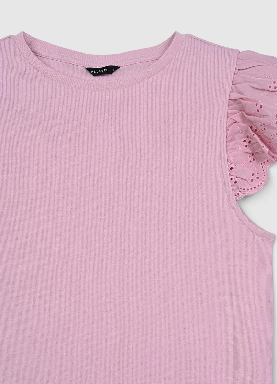 Calliope t-shirt côtelé femme volants coton