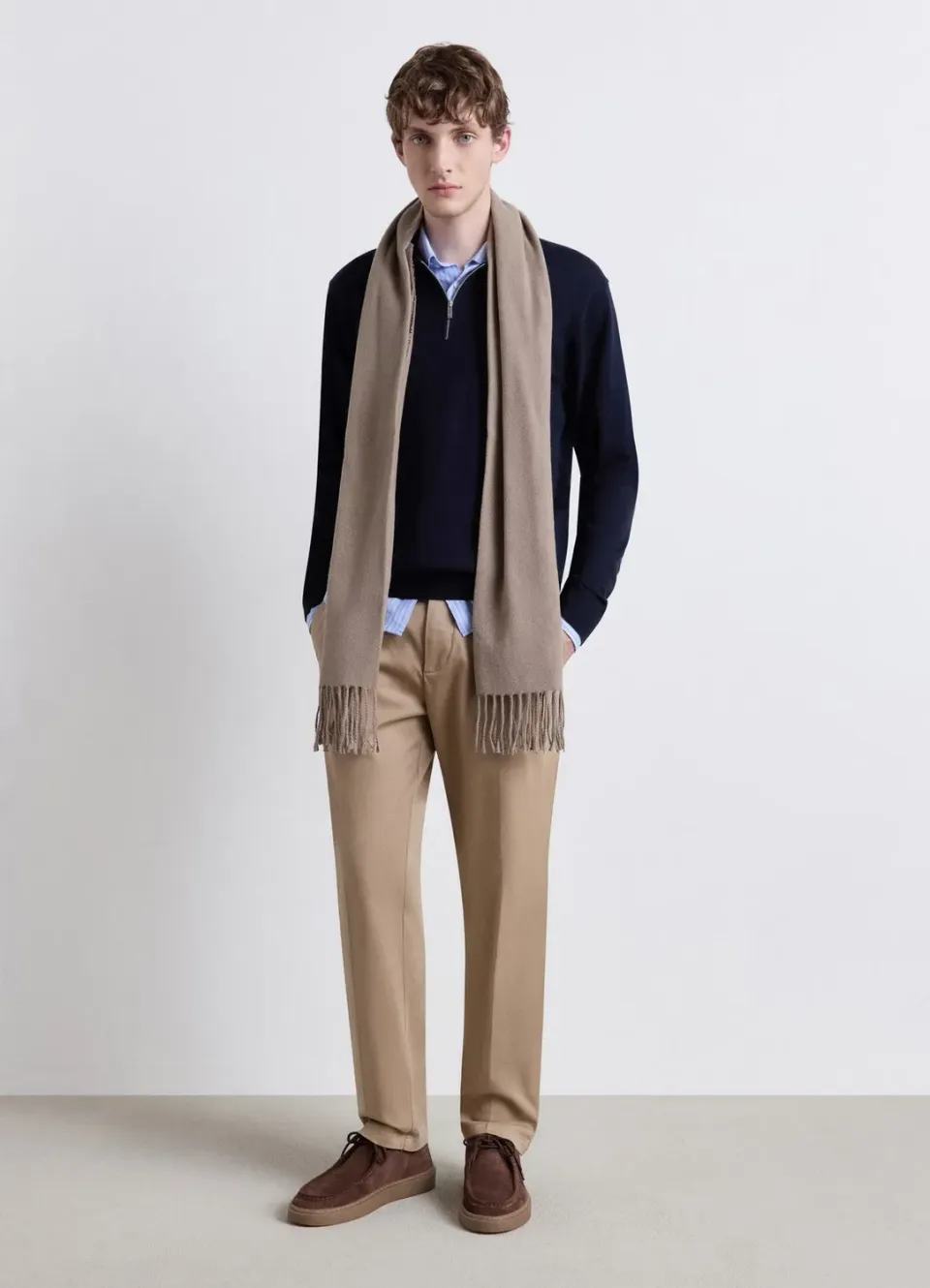 Calliope polo homme manches longues zip coton