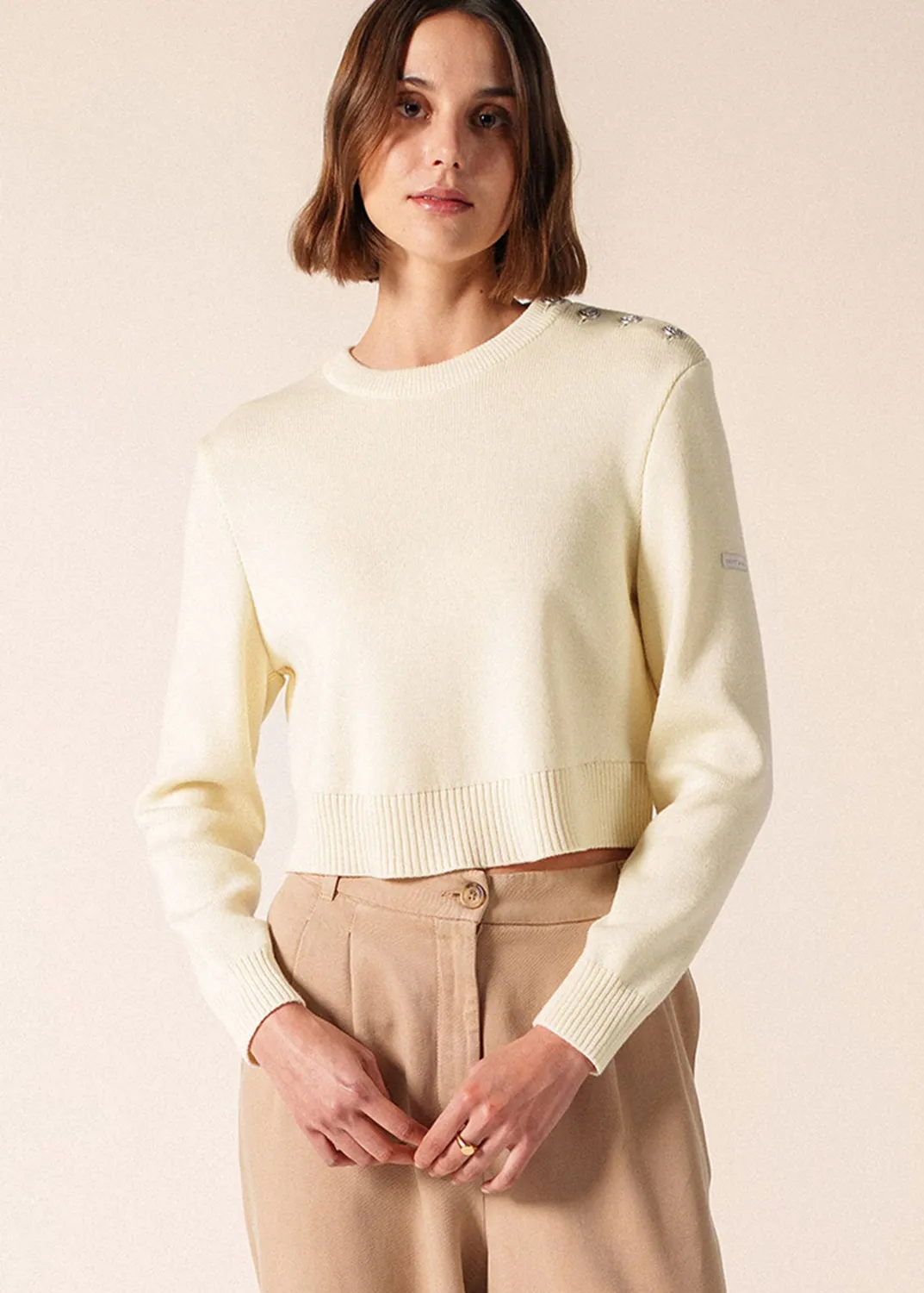 Saint James Cancale Court pull écume laine