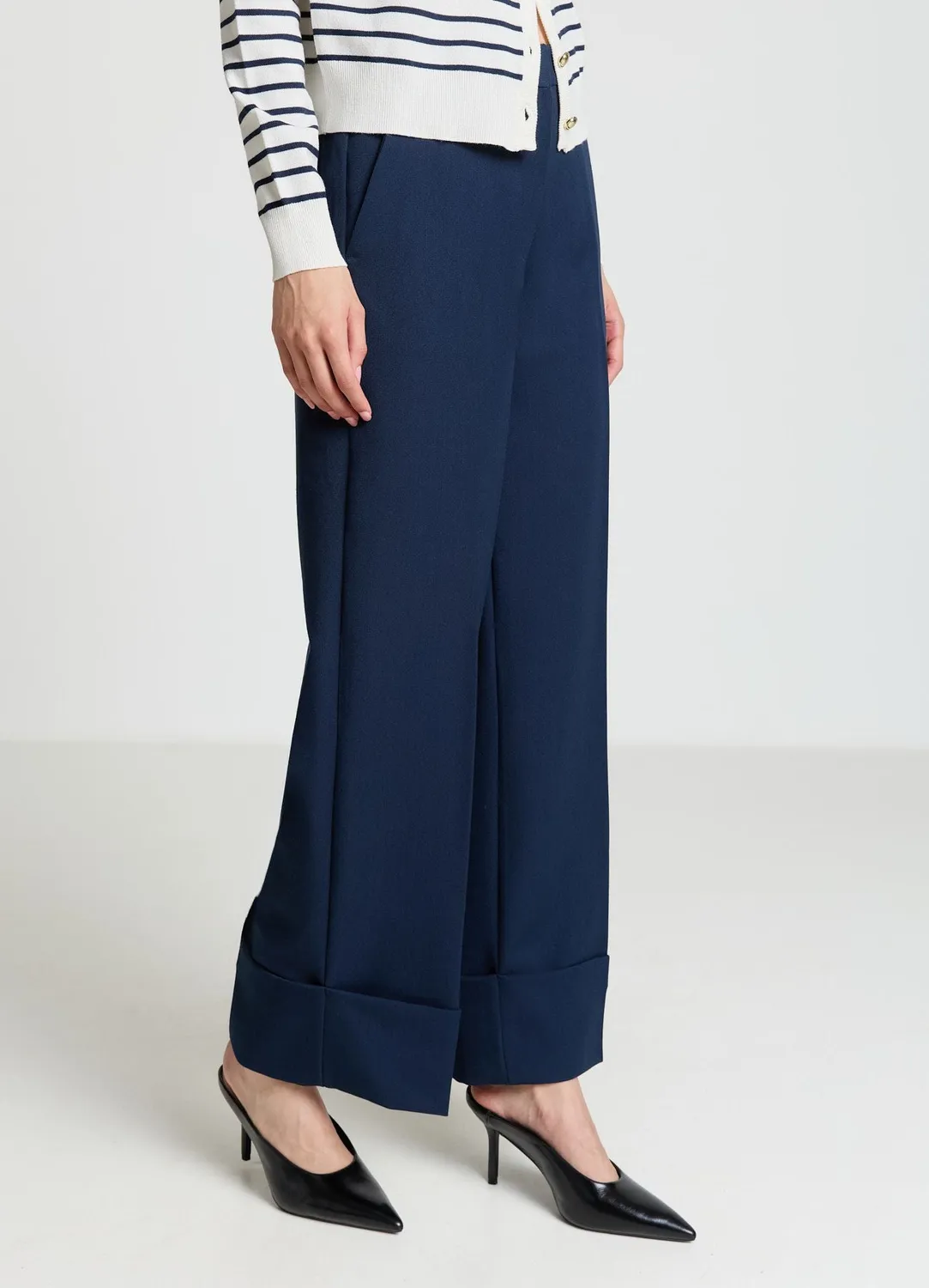 Calliope Pantalon palazzo uni femme revers