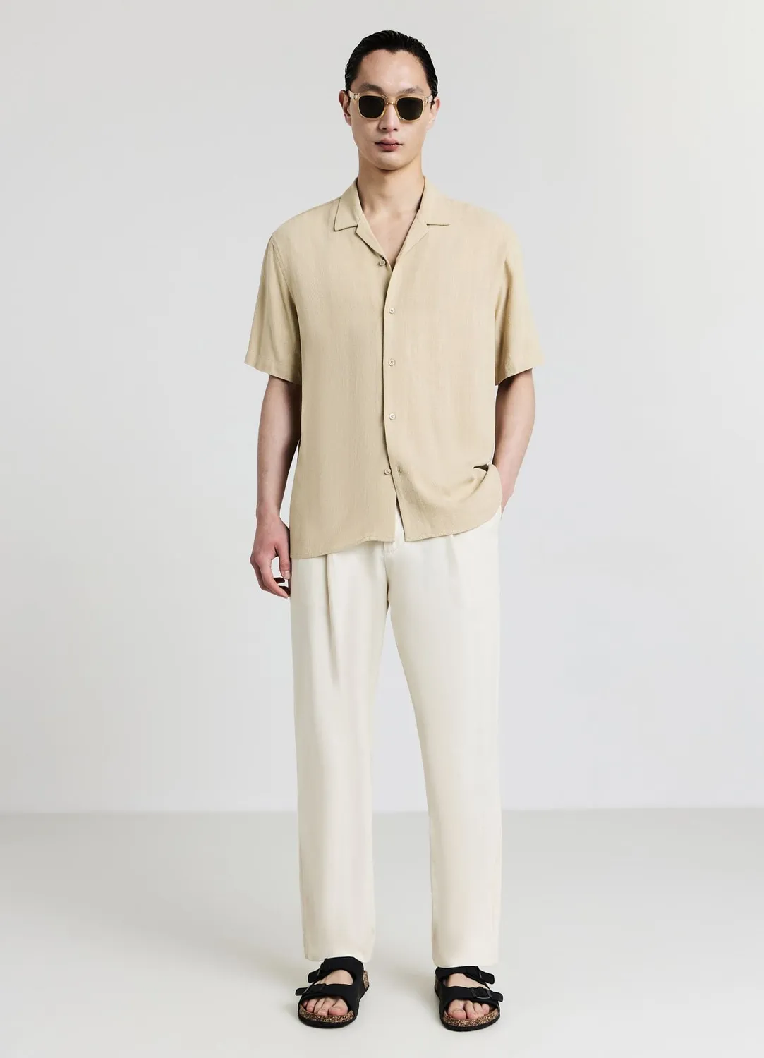 Calliope chemise bowling lin homme manches courtes