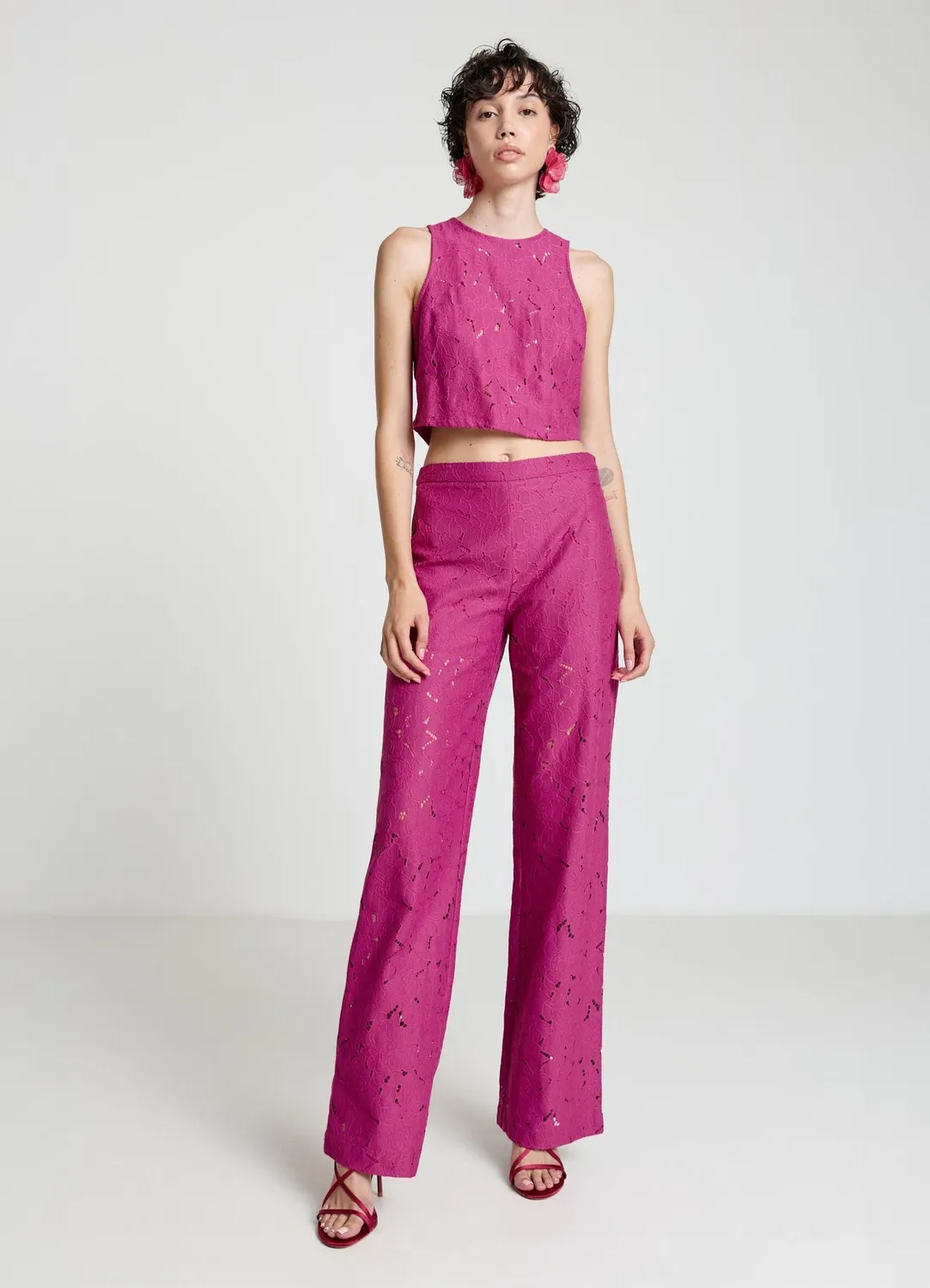 Calliope pantalon palazzo dentelle femme large