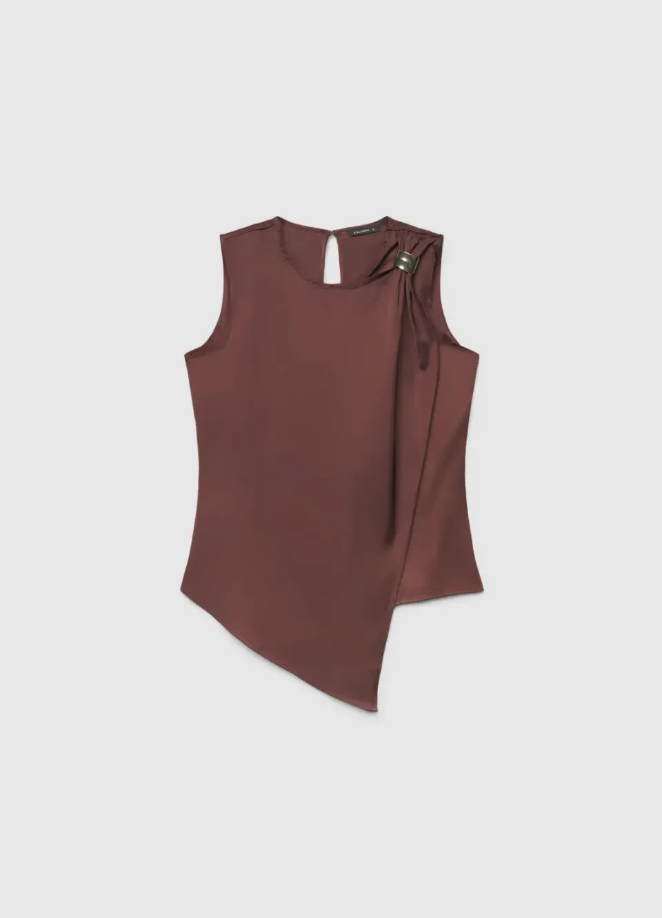 Calliope top femme asymétrique satiné boucle