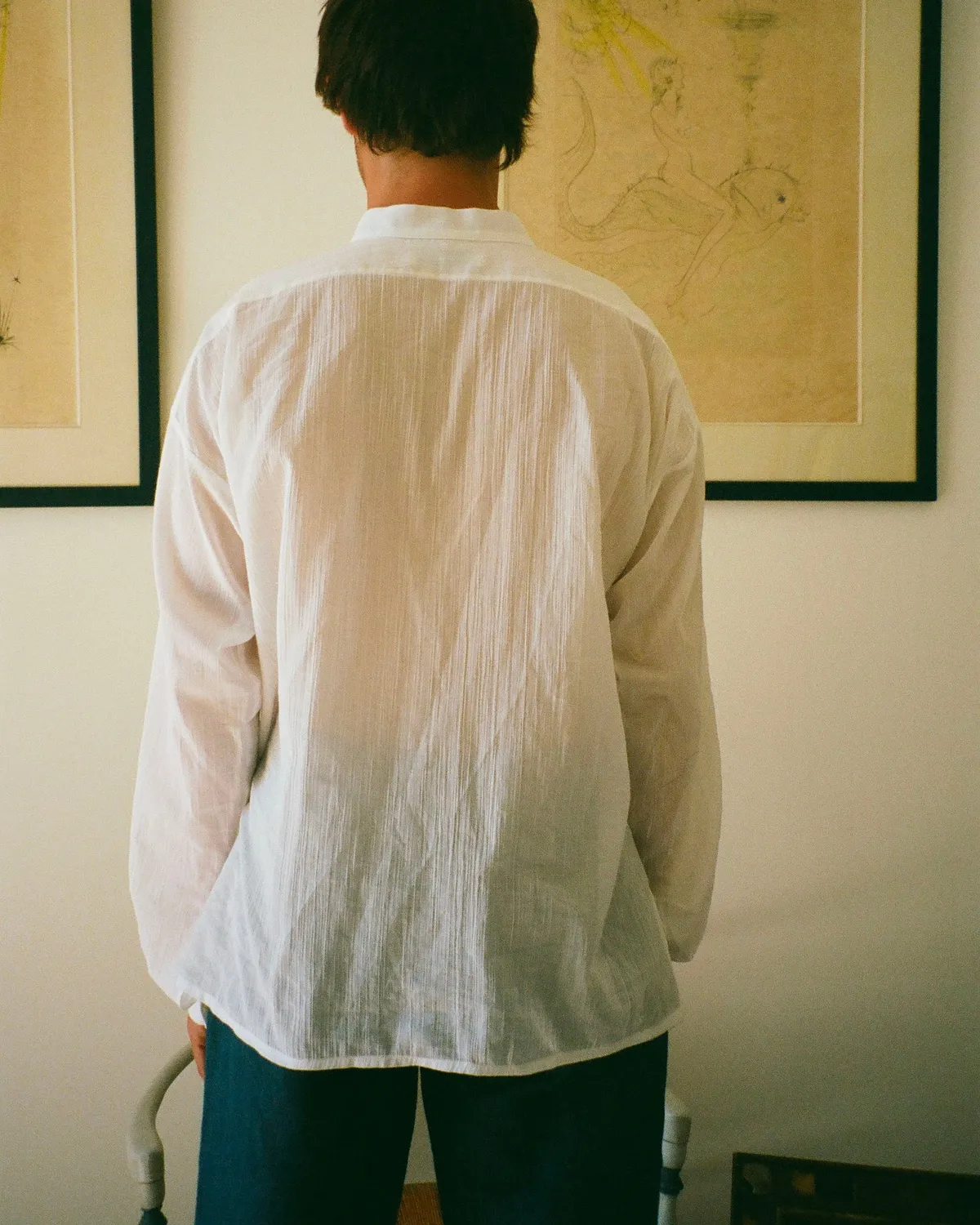 EREVAN Lices chemise voile blanc col officier