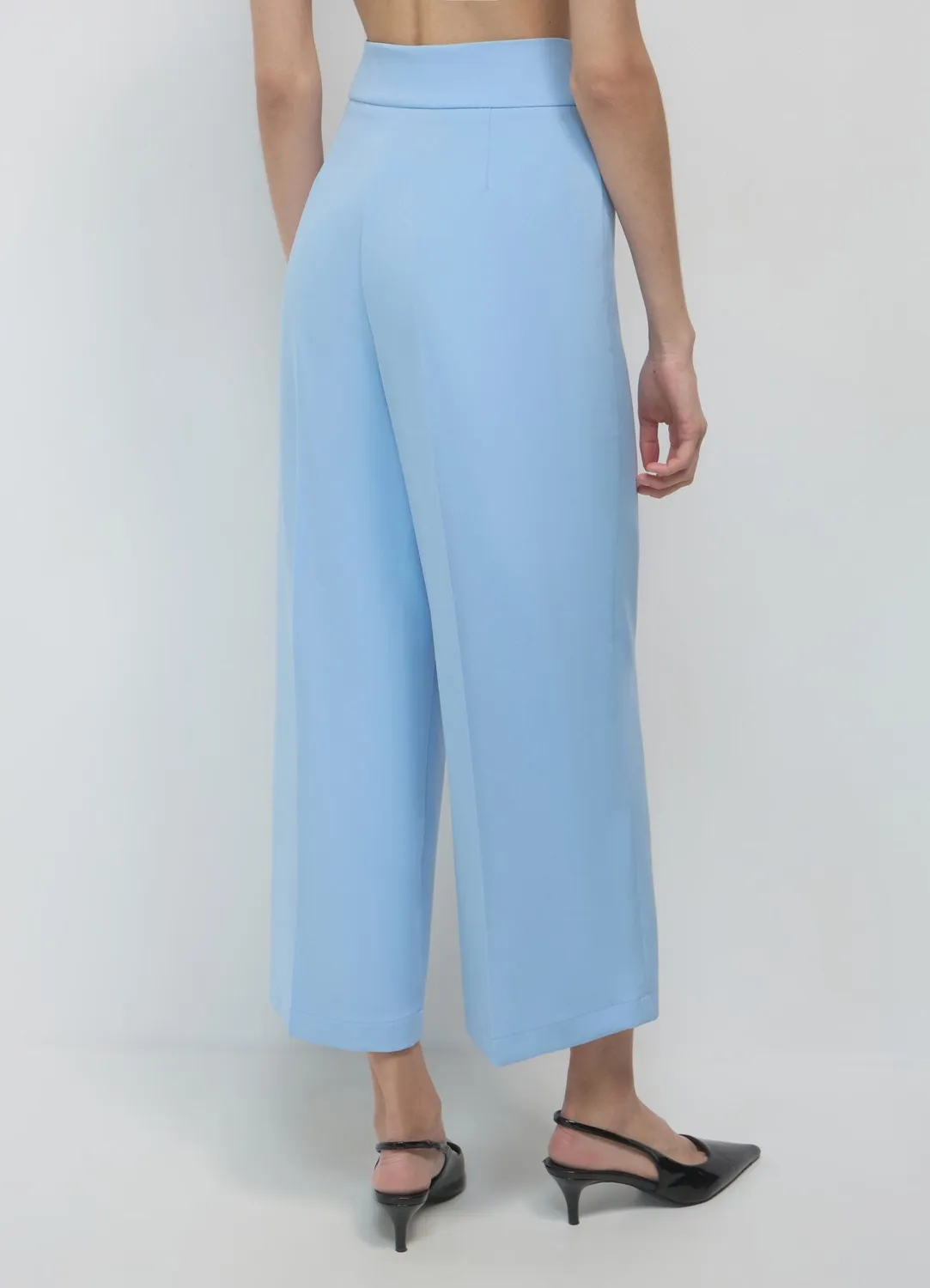 Calliope Palazzo Cropped pantalon large femme uni coupe regular