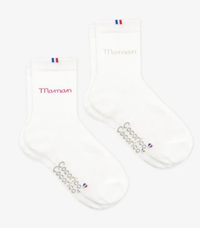 Cocorico Maman d'Amour chaussettes femme x2 coton cadeau