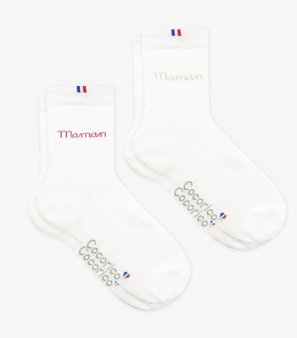 Cocorico Maman d'Amour chaussettes femme x2 coton cadeau