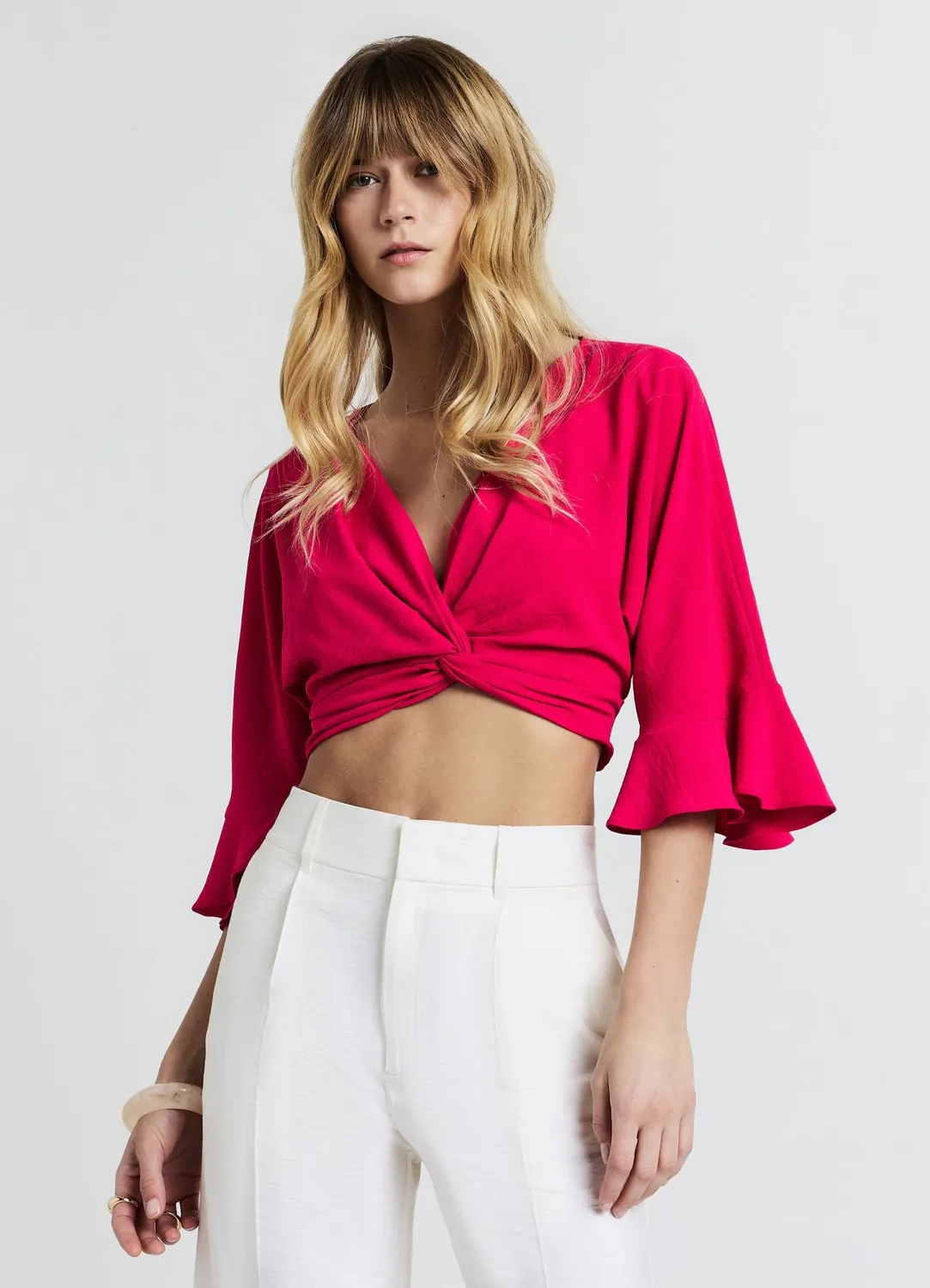Calliope chemisier volants femme crêpe manches longues