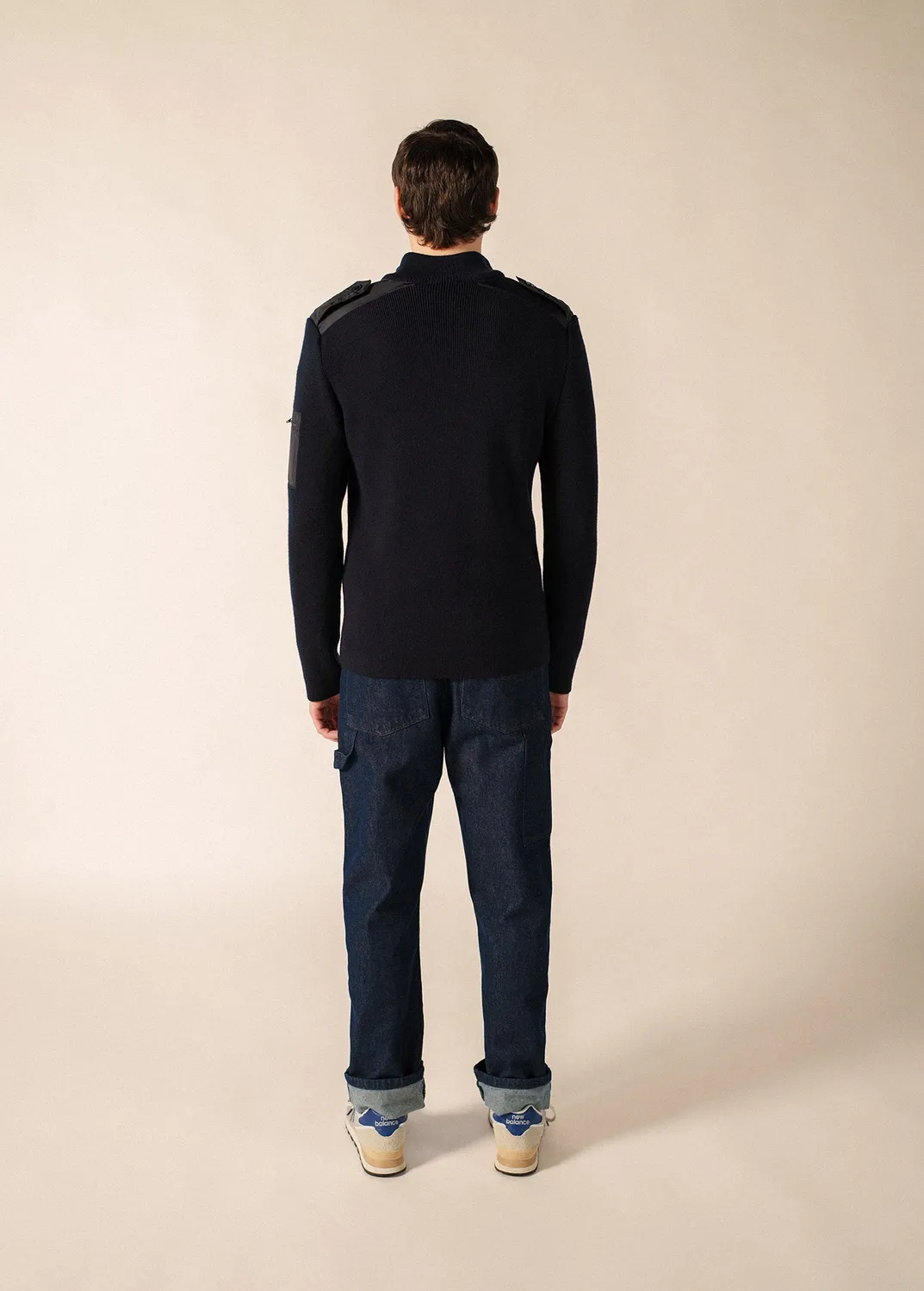 Saint James Harris pull col zippé navy laine homme