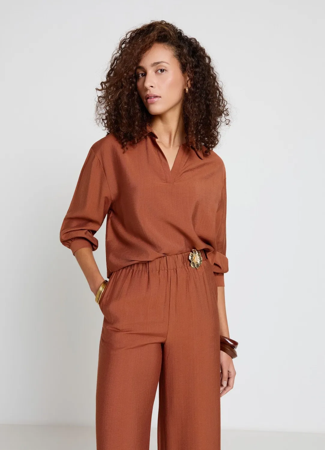 Calliope chemise femme tunique col V sans boutons