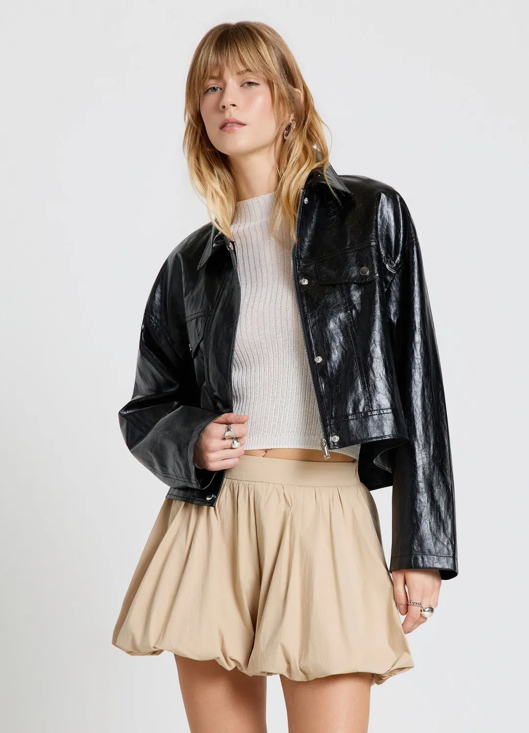 Calliope blouson effet cuir femme poches à rabat