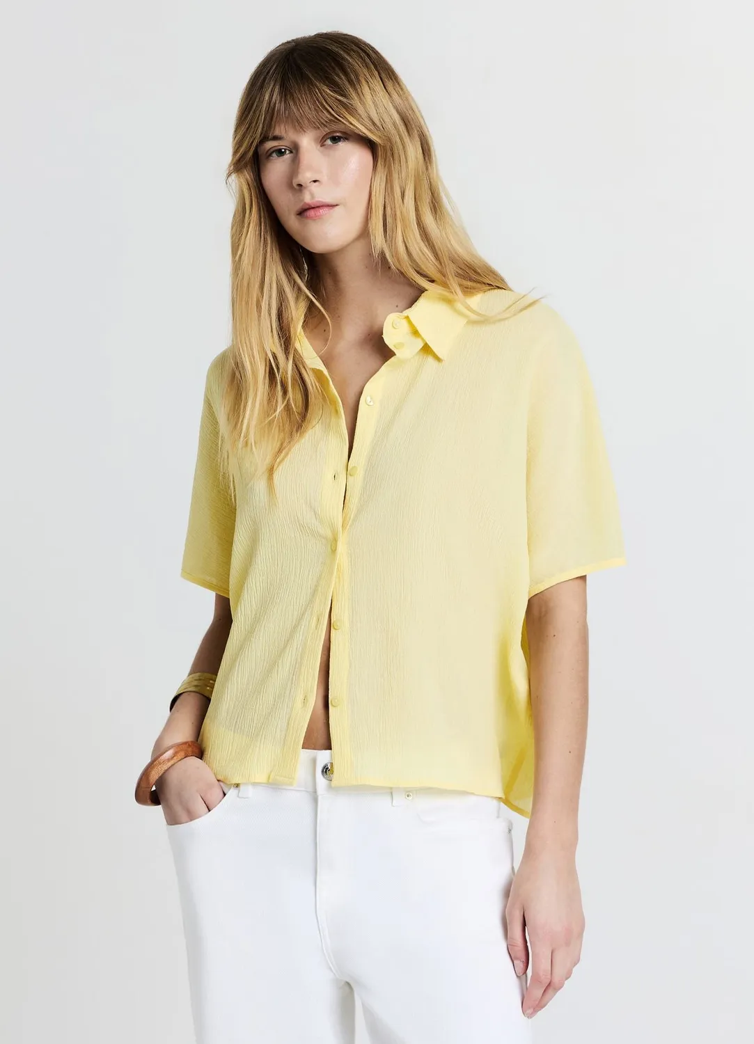 Calliope chemise unie manches courtes S coton