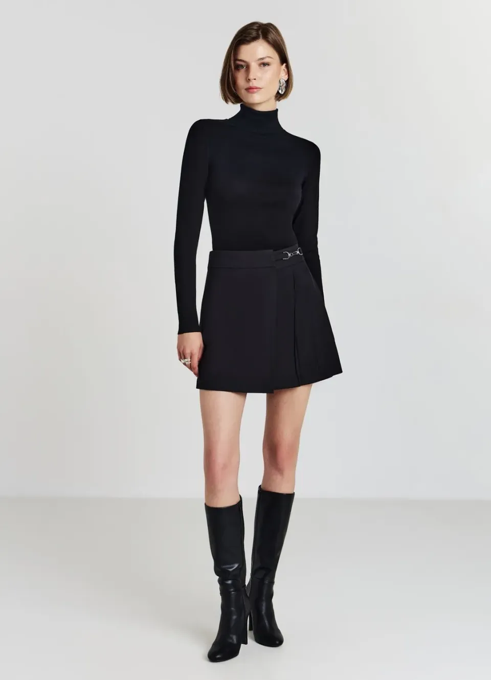 Calliope jupe-short femme plissée portefeuille unie