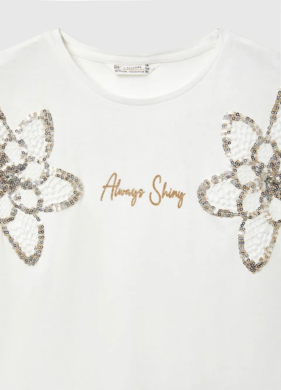 Calliope t-shirt fille fleurs paillettes