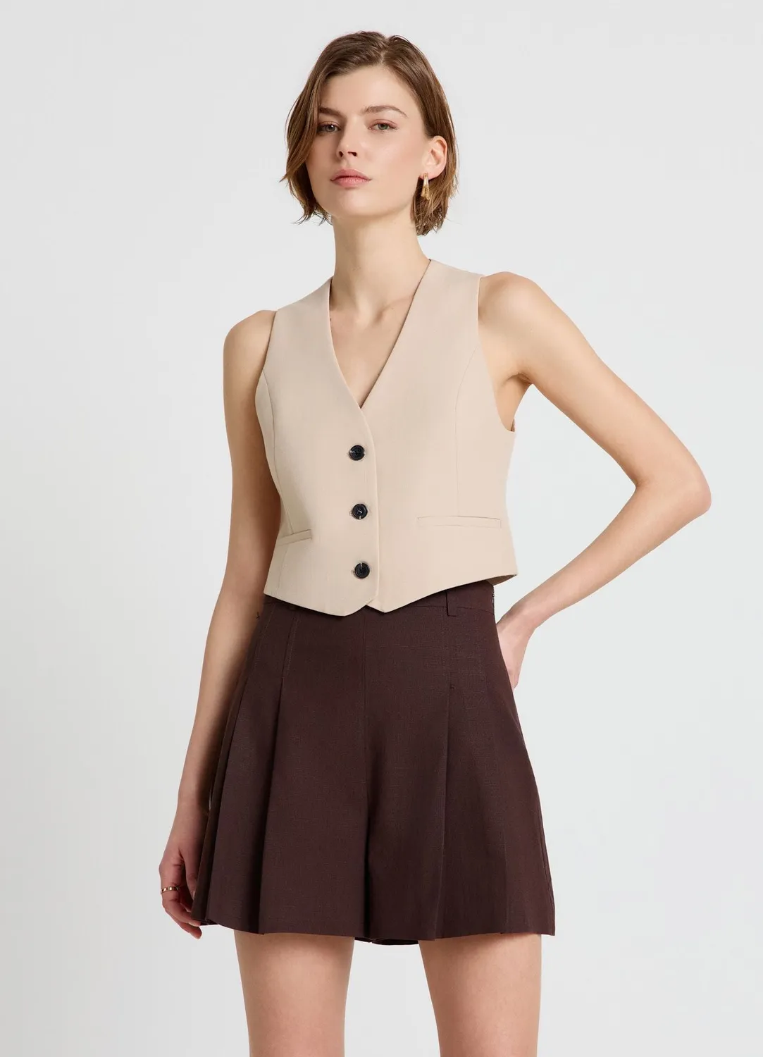 Calliope 3 boutons gilet femme col V à poches