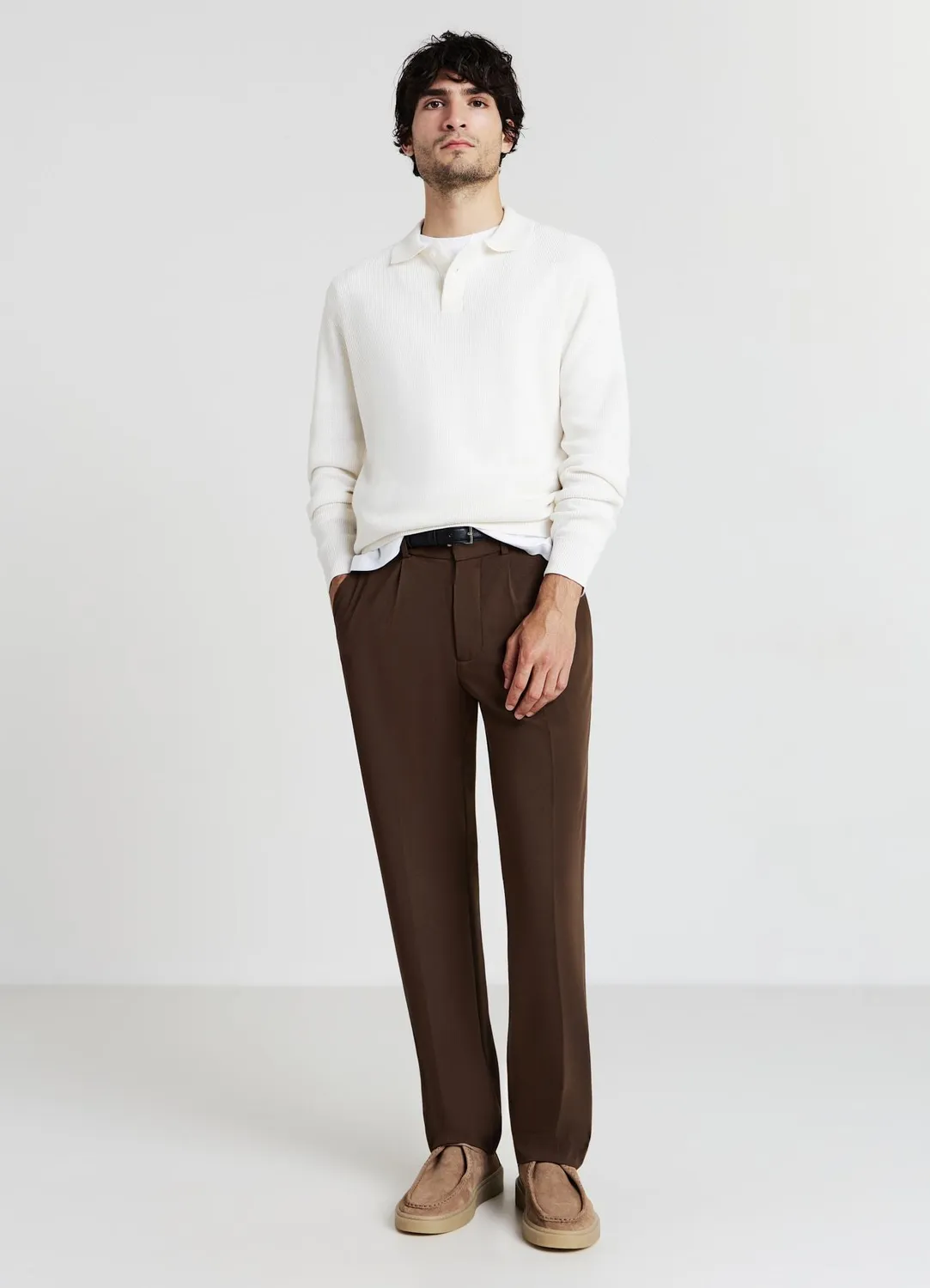 Calliope coton polo pull homme manches longues