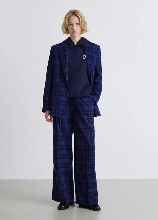 Calliope Pantalon droit à carreaux femme à cordon