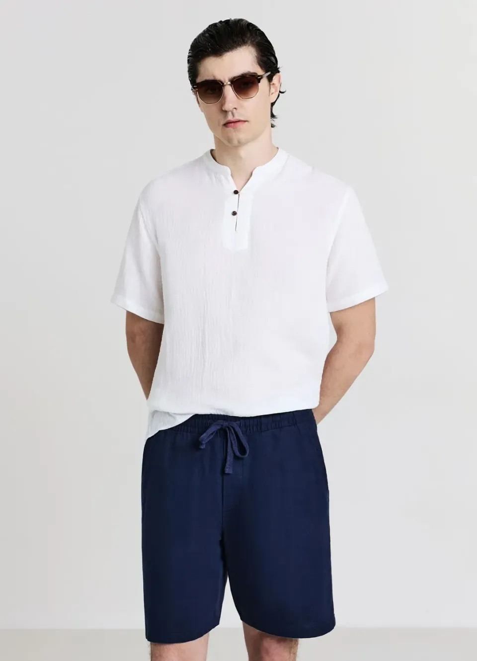 Calliope short jogging homme coton uni cordon