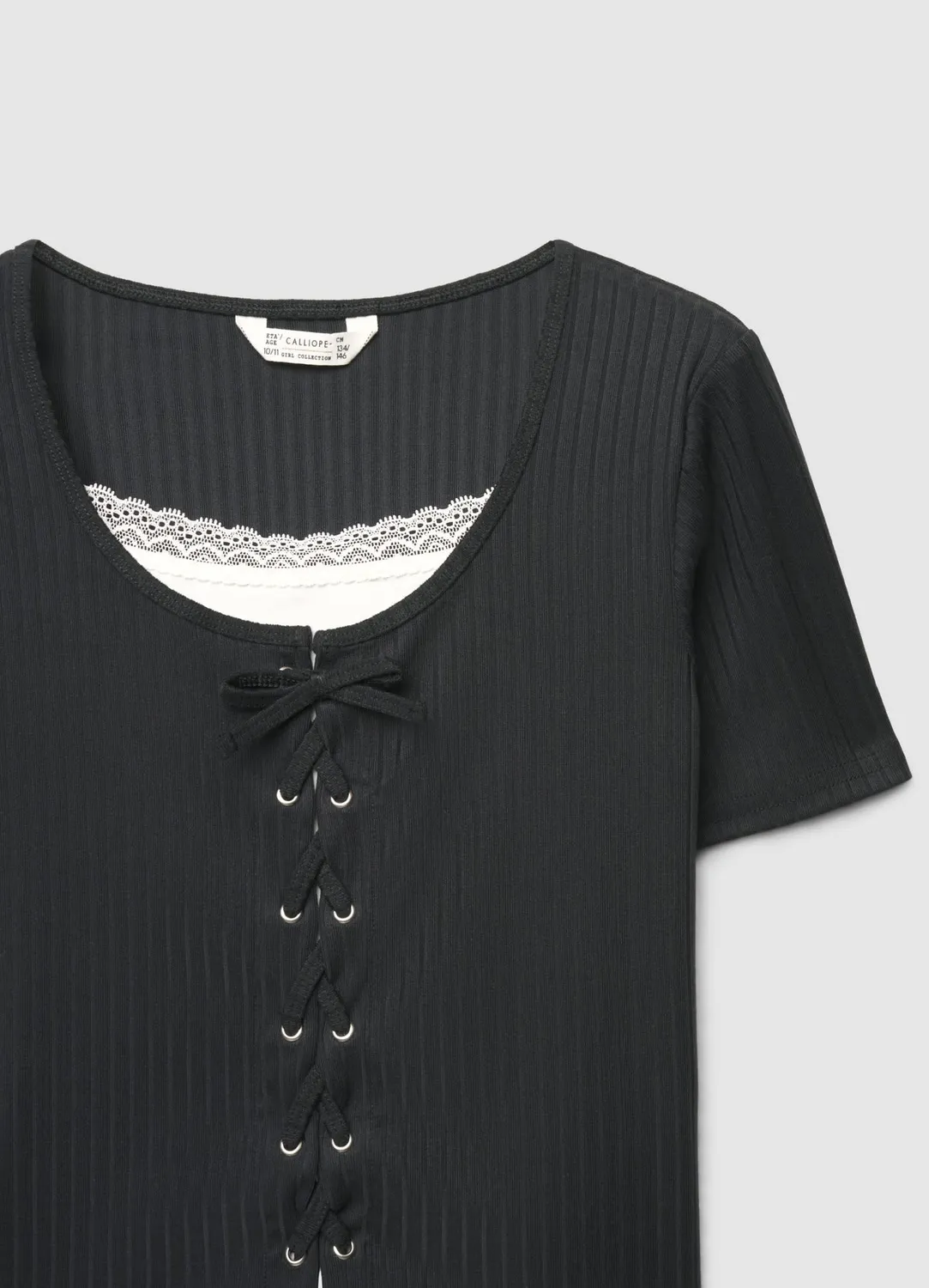 Calliope t-shirt lacets dentelle fille uni