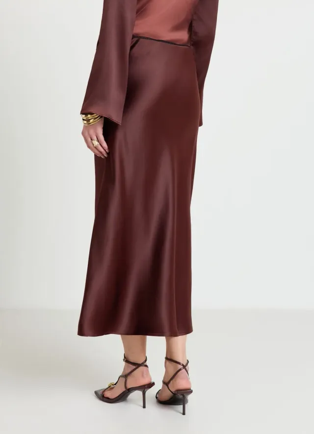 Calliope Longuette similsatin jupe midi satinée