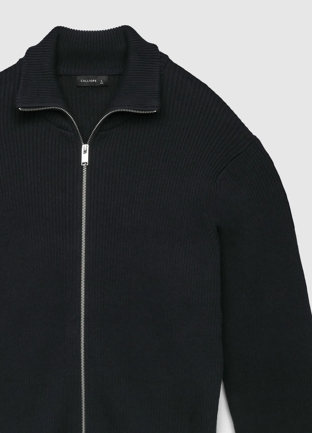 Calliope cardigan zippé homme col montant côtelé