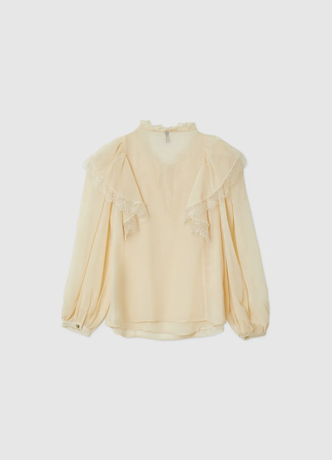 Calliope Blouse femme volants dentelle laçage